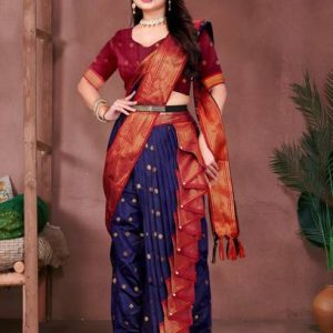Ashmika Ready to Wear Self Design Saree with Attached Blouse Co...