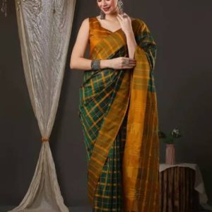 VJ FASHION Solid/Plain Bollywood Cotton Silk Saree