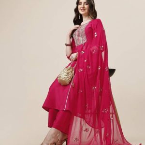 Youthnic Women Silk Blend Kurta Palazzo Dupatta Set