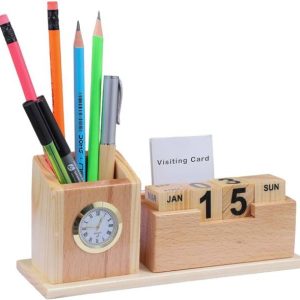 GENIYO 2 Compartments Wooden Desk Organizer With Pen/Pe...