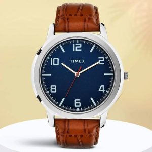 TIMEX Navy Dial Leather Strap Analog Watch - For Men TW0TG82...
