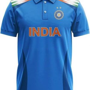 KAPIL ALGARI Couple Sporty Polo Neck Cotton Blend Blue T-Shirt