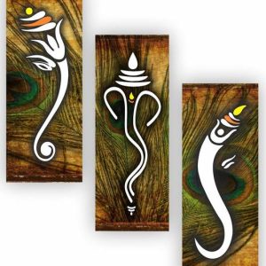 saf Set of 3 Ganesha UV Textured Panel Digital Reprint ...
