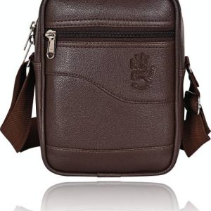 Pramadda Pure Luxury Brown Men Sling Bag - Medium Royal Leather 5 Series Sli...