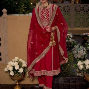 Indo Era Women Silk Blend Kurta Pant Dupatta Set