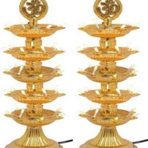 FYUGO 5 Layer Electric Gold LED Diya Plastic (Pack of 2...
