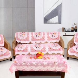 croox Polyester Floral 3+1+1 Seater Sofa Cover