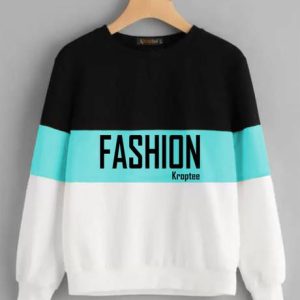 Kroptee Men Typography Round Neck Cotton Blend Black, Light Blu...