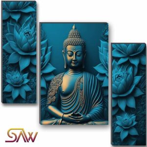 SANW Spiritual Buddha Wall Art | UV Textured 3 Panel Dé...