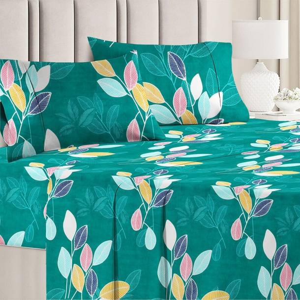 VAS COLLECTIONS 160 TC Cotton Double Floral Flat Bedshe...