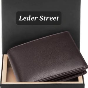 Leder Street Men Formal, Travel Brown Genuine Leather RFID Wallet
