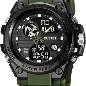 RUSTET 2031 50m Waterproof Dual-Time Men's Watch Multifunction...