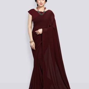 ANAND Solid/Plain Daily Wear Georgette Saree
