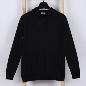 INKKR Men Solid Hooded Neck Pure Cotton Black T-Shirt