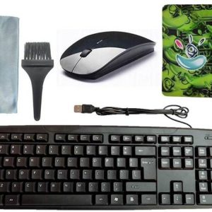ANJO Wired Keyboard-Wireless Mouse-Mouse Pad-3in1 Clean...