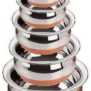 RBGIIT Cooking and Serving Copper Bottom Handi Set 5 Pc...