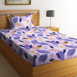 New leaf 180 TC Cotton Single Floral Flat Bedsheet