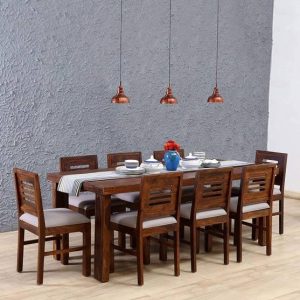 TRUE FURNITURE Sheesham DiningTable & 8 Cushion Chair f...