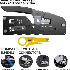 BALRAMA Pass Through Crimping Tool Cat5 Cat6a Cat7 RJ45...