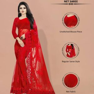 Barkiya Creation Embroidered Bollywood Net Saree