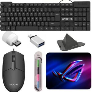 Henture 7 Keyboard Mouse with Usb Light, OTG, Mobile St...