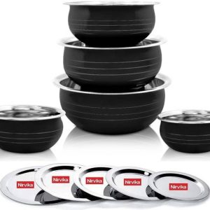 Nirvika Stainless Steel powder coating handi with lid/S...