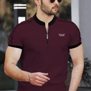 TRIPR Men Solid Henley Neck Cotton Blend Maroon, Black T-Shir...