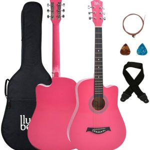 BLUEBERRY B-38C Neon Pink, 38 Inch Acoustic Guitar Lind...