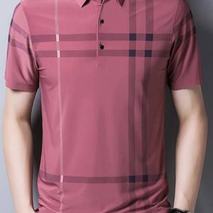 AUSK Men Striped Polo Neck Cotton Blend Pink, Maroon T-Shirt