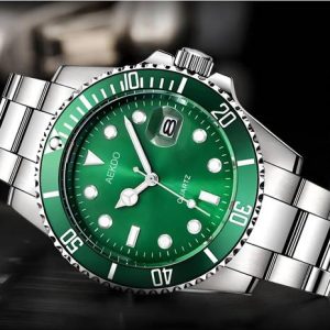 AEKDO Stylish Men's Round Dial Watch – Steel Chain, Date Feat...