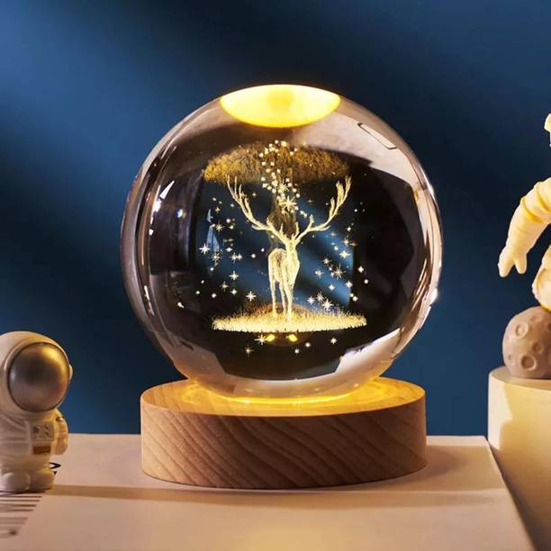 Jayshri handicrafts Deer 3D Crystal Ball Night Light fo...