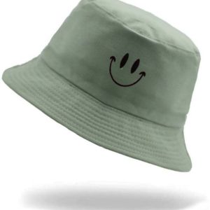 REFFER Smiley Embroidered Cotton bucket hat for men and...