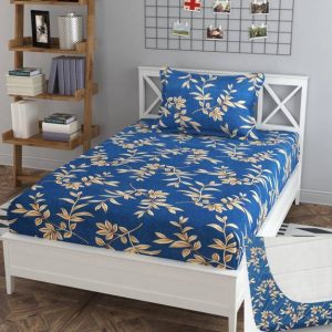 BLUEDOT 200 TC Cotton Single Self Design Fitted (Elasti...
