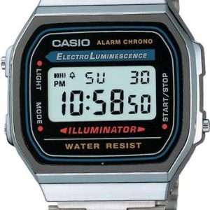 CASIO Vintage A168WA-1WDF Black Dial Silver Stainless Steel B...