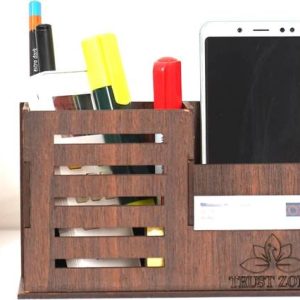 Trust Zone 3 Compartments Wooden Pen Stand / Pen Holder...