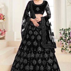 Cute Fellow Embroidered Semi Stitched Lehenga Choli