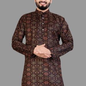 PARALLEL TIMES Men Printed Cotton Blend Straight Kurta