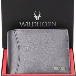 WILDHORN Men Casual Grey Genuine Leather Wallet