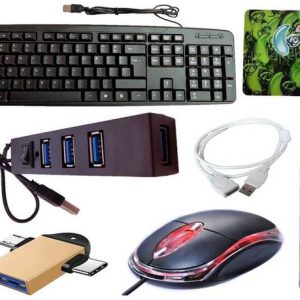 ANJO Wired Keyboard-Wired Mouse-Pad-Hub2.0-Cleaner-2in1...