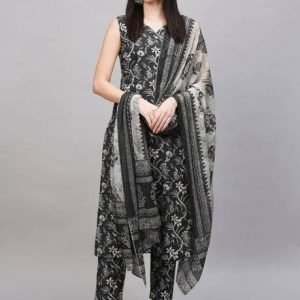 Lamba Creations Women Pure Cotton Kurta Pant Dupatta Set