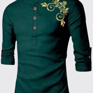 DEEMOON Men Printed Cotton Blend Straight Kurta