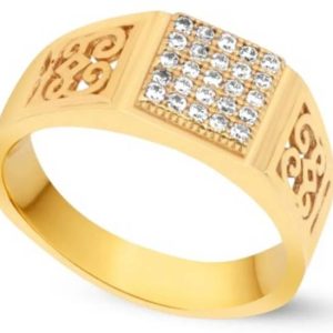 NENS JWL Brass Diamond Gold Plated Ring Brass Diamond Gold Plate...
