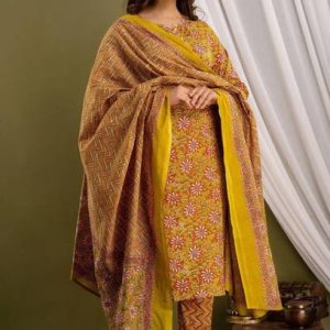 Prathmikta Women Pure Cotton Kurta Pant Dupatta Set