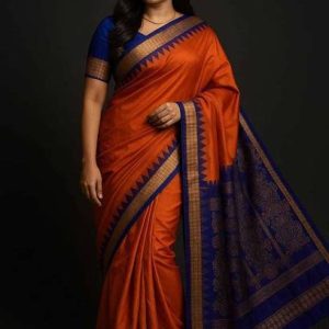 Sijlin Temple Border Sambalpuri Art Silk Saree