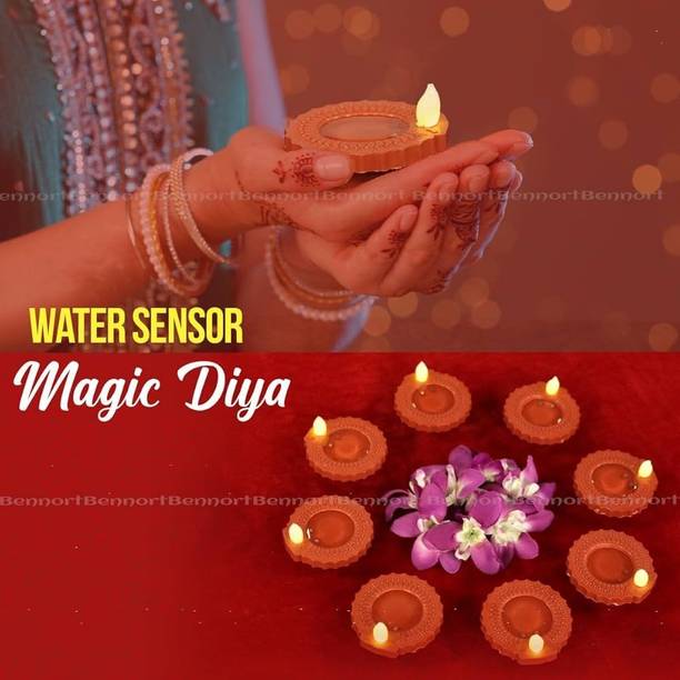 RRHR SALES 6 Pcs Water Sensor Diya Lights Electric Flam...