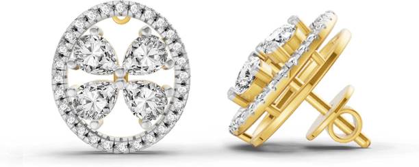 Sparkles Yellow Gold 14kt Diamond Stud Earring