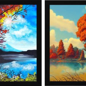 FRIZZY ARTS Golden Reflections – Autumn Lake Landscape ...