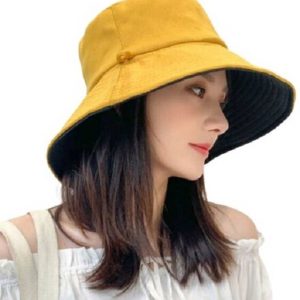 AlexVyan Yellow & Black Bucket Cap Hats Reversible UV P...