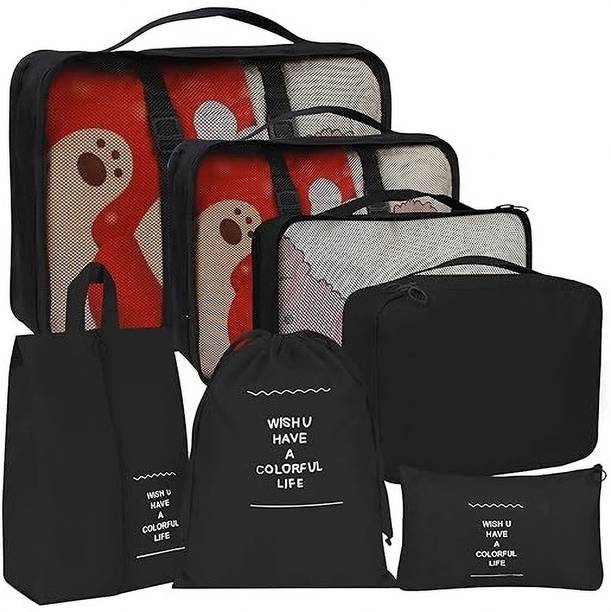 JHWOQU 7 set Luggage Packing Cubes Organizer (BLACK)
