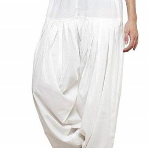 SriSaras Cotton Linen Blend Solid Women ["White"] Salwar